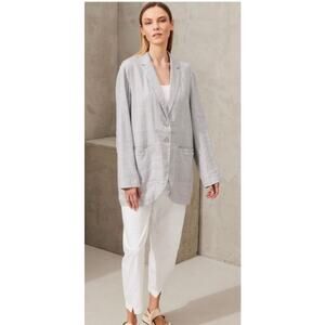 Transit par Such Light Grey Lagenlook Linen Blend Jacket Blazer sz 1=6 org. $999